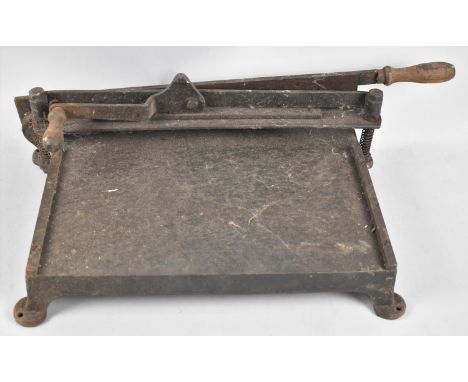 A Vintage Metal Desktop Guillotine, 46cm long 