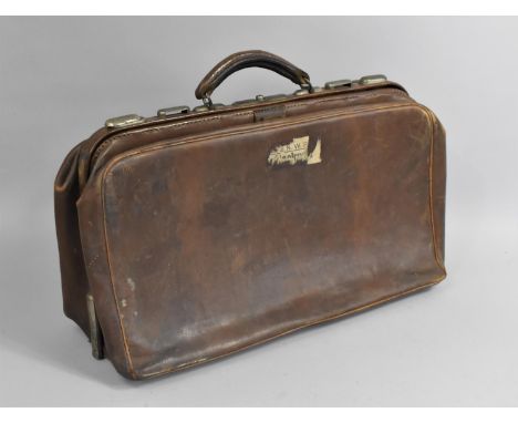 A Vintage Leather Bag with Remnants of L&amp;NWR Label, 55cm Wide 