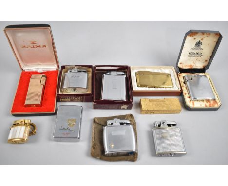 A Collection of Ten Vintage Pocket Lighters to Include Ronson, (Please note we are unable to post lighters) 