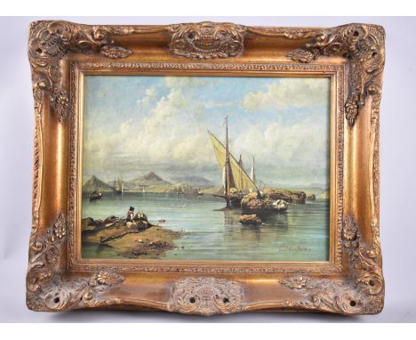 A Gilt Framed Textured Print, Estuary Scene, 40x29cm 