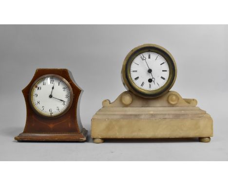 An Edwardian Mahogany Cased Mantle Clock, Buren Movement Requires Attention, Together with a Late 19th Century French Alabast