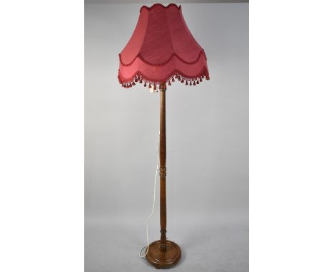 A Mid 20th Century Turned Standard Lamp and Shade 