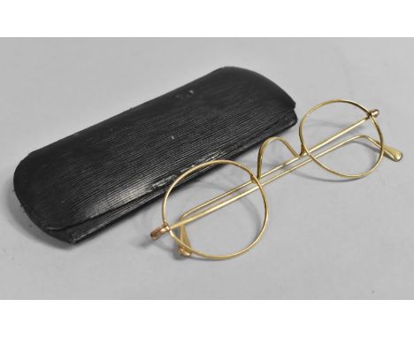 A Pair of Vintage Gold Plated Spectacle Frames in Case 
