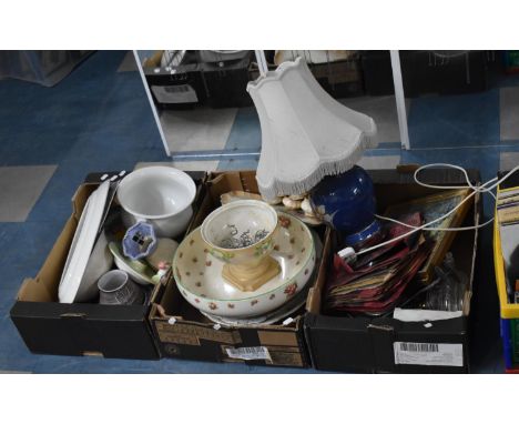 Boxes of Various Items to comprise Ceramics, Tapestry, Records Etc 