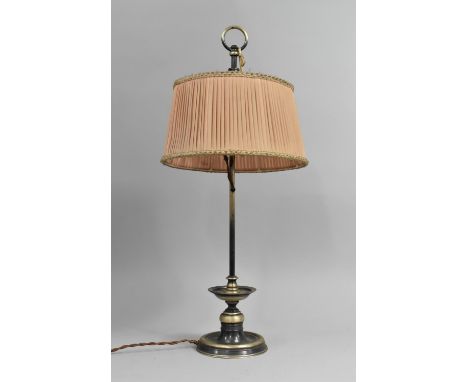 A Mid 20th Century Metal Two Branch Table Lamp with Shade, 52cm high Overall 