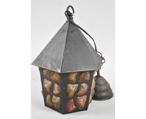 A Mid 20th century Metal Hexagonal Light Fitting, 28cms High 