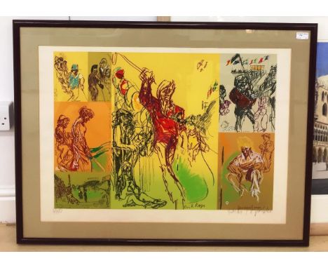 Feliks Topolski (1907-1989): A Limited Edition lithograph depicting a montage of golfing scenes including Justin Langer, Nick