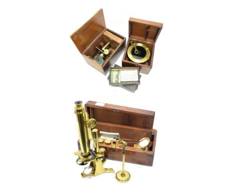 Smith &amp; Beck (London) Brass Microscope no.705, with concave mirror, bullseye condenser, rotating disc aperture, rotating 