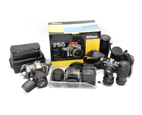 Pentax ME Super Camera with SMC Pentax-M f1.7 50mm lens; Super Ozeck II MC f4.5 75-200mm lens; Takumar-A f2.8 28mm lens; Niko