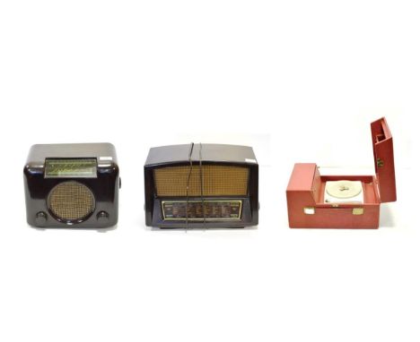 Pilot Radio Three Band Receiver together with Bush Radio Type DAC 90 two band receiver, both with Bakelite cases; Teledictor 