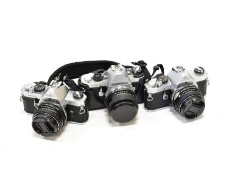 Pentax Two MX Cameras (i) with SMC Pentax-M f2 50mm lens (ii) with SMC Pentax-M f1.7 50mm lens; together with Pentax ME F  ca