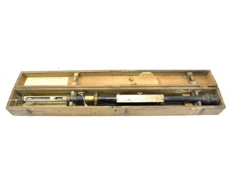 Negretti &amp; Zambra Kew Pattern Marine Barometer marked 'S &amp; A Calderara, London' in wooden case with two labels from T