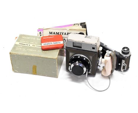 Mamiya Press Camera no.2802236, with Mamiya-Sekor f3.5 90mm lens; Mamiya-Sekor f5.6 150mm lens (in original box) film back an