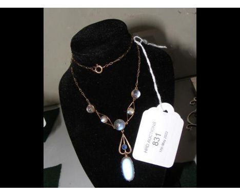 An attractive Edwardian moonstone necklaceCONDITION REPORT375 on the clasp, the chain itself is unmarked
