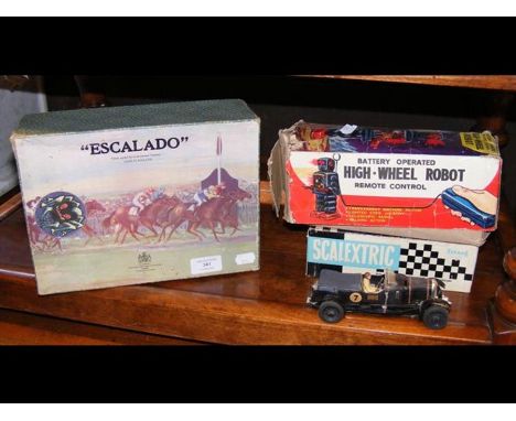 A boxed Escalado game, together with early Scalextric car and robotCONDITION REPORT.