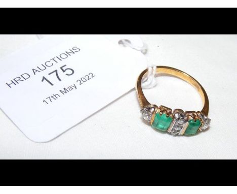 An 18ct gold ring set with emeralds and diamondsCONDITION REPORTas per images