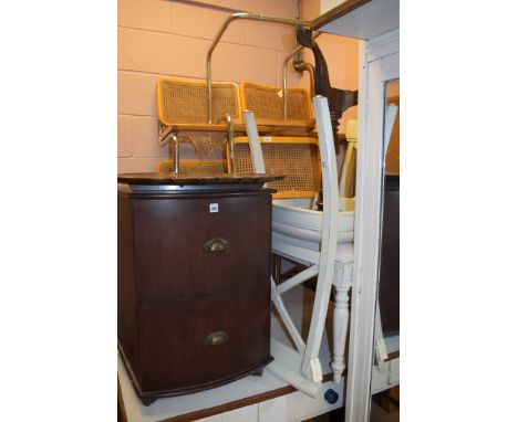 A 19th Century mahogany tripod table with shaped edge, 60cms diameter; and a stained wood two drawer filling cabinet; togethe