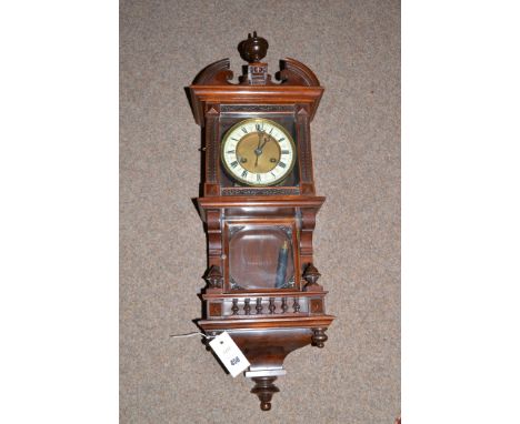 A Victorian Gustav Becker style Vienna wall clock, of architectural style.