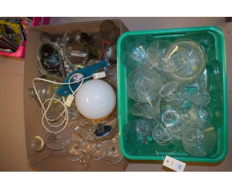 Cut glassware, to include: Edinburgh Crystal; hobnail pattern circular bowl; champagne glasses; decanter; and other items.