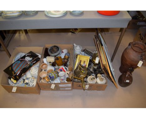 a 20th Century Chinese cloisonne vase; stoneware mugs; a Poole part coffee set; Blue Delft's KLM bols; reproduction brass out