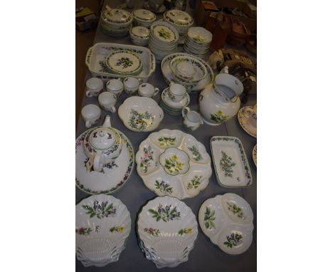 An extensive Royal Worcester 'Herbs' pattern service, to include: covered tureens, plates, bowls., teacups, saucers, jugs, an