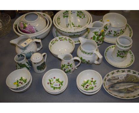 Portmeirion pottery 'Strawberry' pattern ceramics, to include: bowls; jugs; ladle; strainer; and a vase; other Portmeirion it