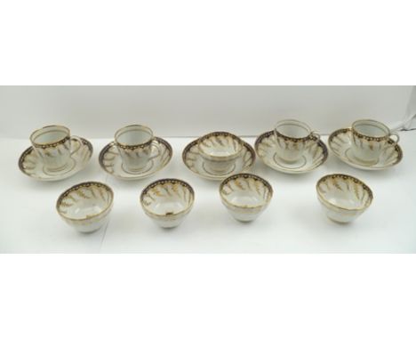 A SET OF FOUR CAUGHLEY PORCELAIN TRIOS, circa 1780, comprising four deep saucers, four tea bowls and four coffee cups, cobalt
