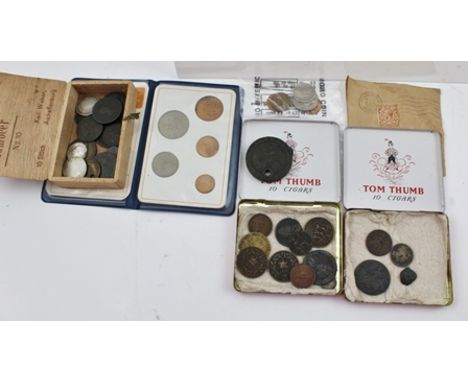 A COLLECTION OF VARIOUS COINS, includes an 1880 item of Maundy Money, Newfoundland Cents and a Spade Guinea Gaming Counter et