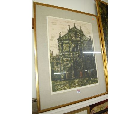 Richard Beer - Venetian church, lithograph, signed, titled and numbered in pencil to the margin 59/100, 60 x 45cm