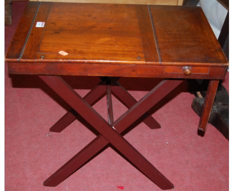 A 19th century mahogany portable artist's table, together with a Chinese screen, a folding stand, and a bedroom chair (4)