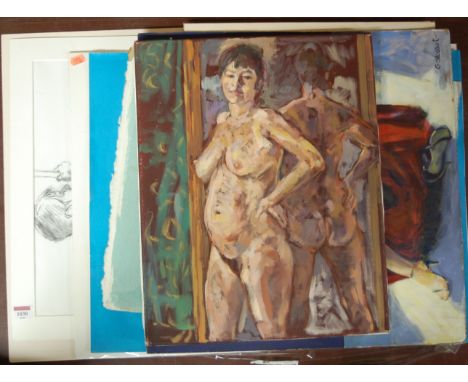 G Stoddart - Portrait study, oil on board; and other portrait studies in various mediums by the artist
