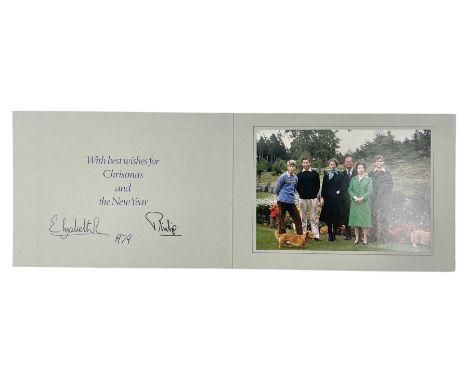 H.M. Queen Elizabeth II and HRH The Duke of Edinburgh, signed 1979 Christmas card with twin gilt ciphers to cover, colour pho