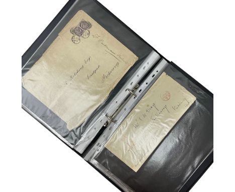 Postal history including pre stamp covers, Queen Victoria penny lilacs on cover, post cards etc, housed in a ring binder fold