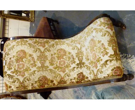 Upholstered slipper chair on ceramic castors 