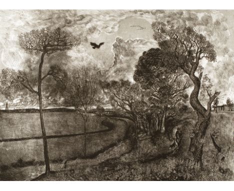 MICHAEL MCVEIGH
Walking the dog
Signed drypoint etching A/P, 44cm x 60m
 CONDITION REPORT: Coll. No. 0516
