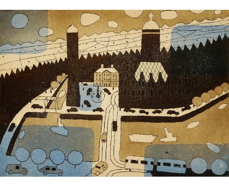 JOHN TREVELYAN (1910-1988)
Amsterdam
Signed, coloured etching 13/52, 35cm x 48cm CONDITION REPORT: Coll. No. 0105