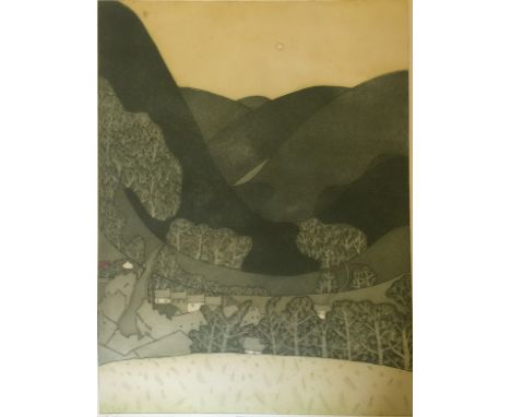 JOHN BRUNSDON (1933-2010)
Corris
Signed etching 59cm x 45cm 
and another A Country Lane in Wiltshire, signed,  A/P both unfra
