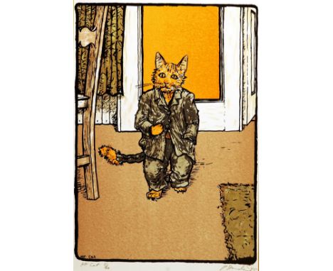 PETER STANDEN
Mr Cat
Signed and dated 85, lithograph 11/50, 42cm x 28cm and another A Visit to the Cinema 6/27, 44cm x 34cm C