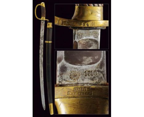 dating: 1910 provenance: Russian Empire, Large, curved, single-and-false-edged blade with wide fuller, tang dated '1910', imp