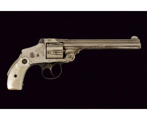 dating: 1889 provenance: USA, Round, rifled barrel, rib with address, marked with '38 S&amp;W CTG' on one side; ribbed, five-