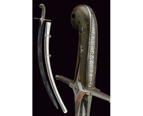 dating: early 19th Century provenance: France, Curved, tipped, single-and false-edged blade, with fuller on two-third of its 