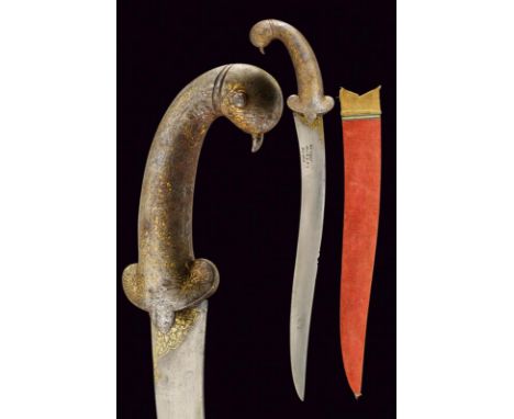 dating: Late 19th Century provenance: Indopersia, Curved, single-edged blade with golden floral decorations at the base, the 