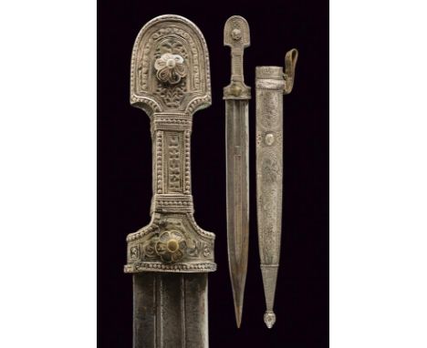 dating: Late 19th Century provenance: Caucasia, Straight, double-edged blade, three segments with fuller at the front, and tw