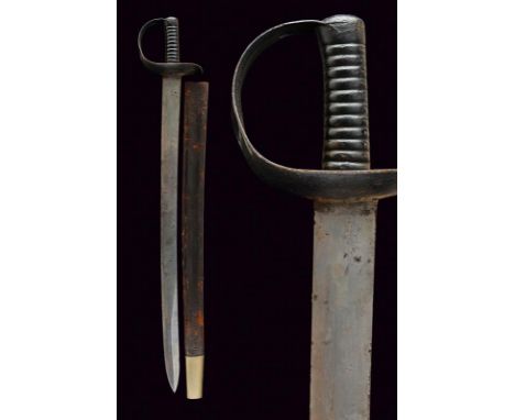 dating: Mid 19th Century provenance: England, Wide, flat, slightly-curved,  single-and-false-edged blade, ribbed at the cente