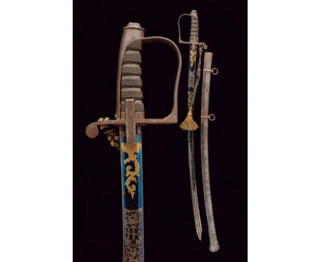 dating: Mid 19th Century provenance: Italy, Slightly curved, single-and-false-edged blade with wide fuller doubling at the we