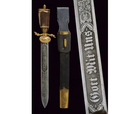 dating: Late 19th Century provenance: Germany, Straight, single-edged blade, with remains of floral engravings and motto 'GOT