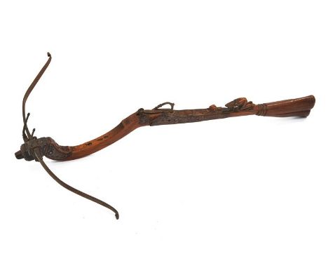 dating: 17th Century provenance: Italy, Wooden tiller with squared section; curved at the first part, shaped as a rifle's but