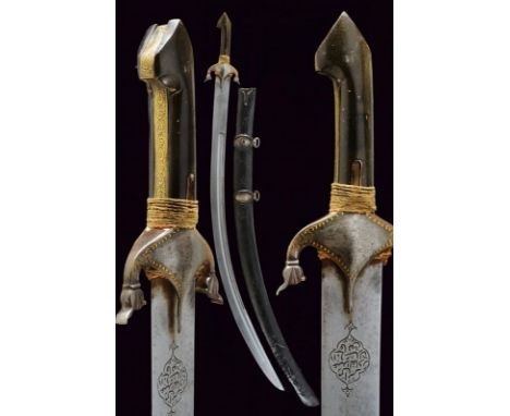 dating: circa 1800 provenance: Indopersia, Wide, curved, single-and false-edged blade with central fuller and rear groove, in