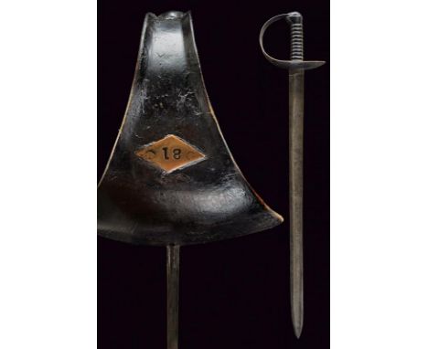 dating: about 1860 provenance: England, Wide, straight, single-edged blade with wide fuller and tang, remains of marks at the