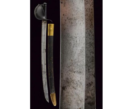 dating: 1849 provenance: Germany, Slightly curved, single-and-false-edged blade, with wide fuller, engraved at the base with 